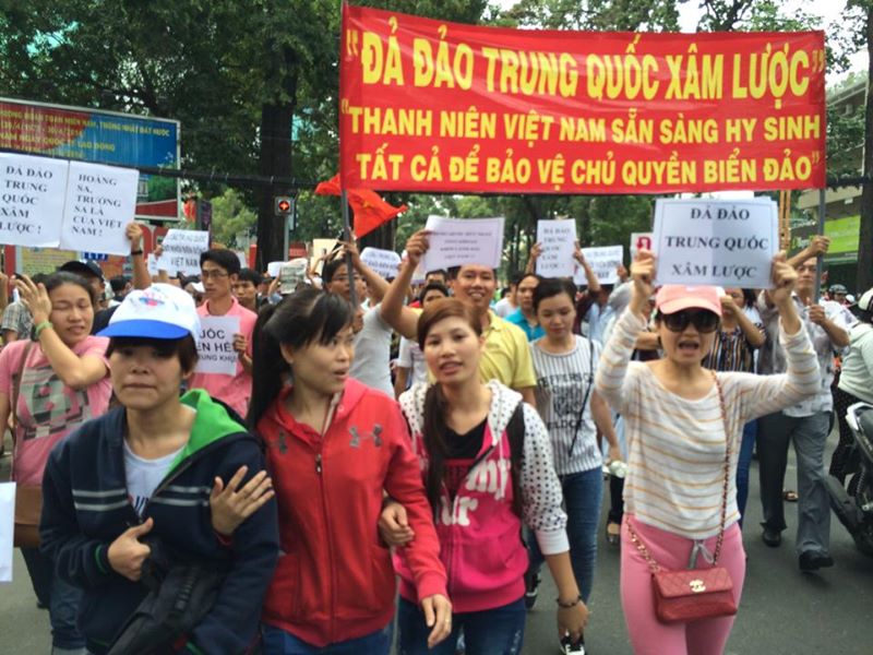 Bìểu tình chống Trung Quốc tại Sài Gòn, Tháng 5, 2014. (Ảnh: Bùi Công Thủ)