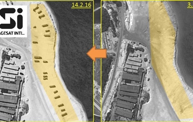 Hệ thống phòng không HQ-9 xuất hiện trên đảo Phú Lâm hôm 14 Tháng Hai có phạm vi hoạt động khoảng 200 km, tạo ra mối đe doạ với mọi loại máy bay hoạt động gần đó. (Hình: ImageSat International)