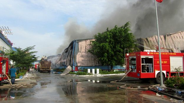 Nhiều nhà máy, công ty của Đài Loan, Trung Quốc bị đốt cháy tại Bình Dương xảy ra vào tháng 5/2014 sau khi Bắc Kinh mang Giàn Khoan HD 981 vào sâu trong thềm lục địa Việt Nam