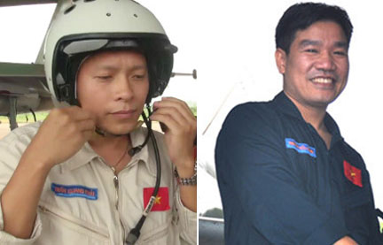 Phi công Trần Quang Khải (trái) và phi công Nguyễn Hữu Cường bay Su-30Mk2 bị nạn 14-06-16