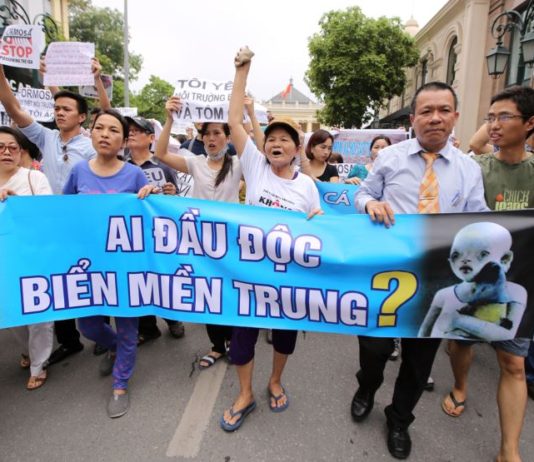 Dân biểu tình vì môi trường ngày 1/5/2016 tại Hà Nội.