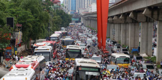 Một cảnh kẹt xe ở Hà Nội