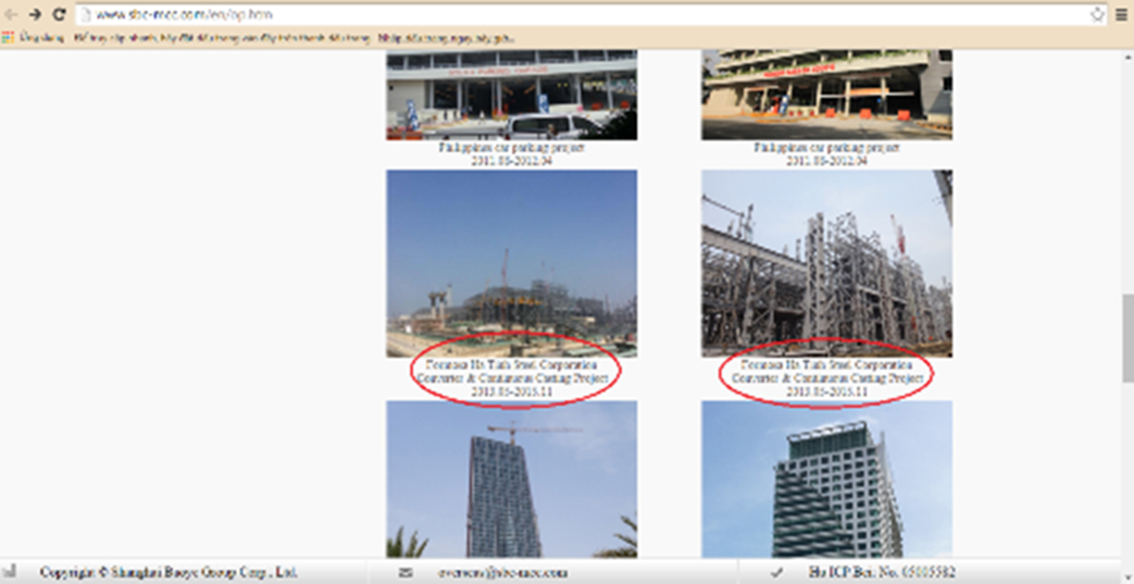 Dự án nhà máy gang thép của Formosa Hà Tĩnh được đăng vào mục dự án nước ngoài trên trang web của Công ty Bảo Dã Thượng Hải – Ảnh: sbc-mcc.com