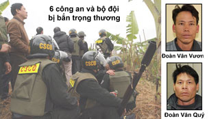 Lực lượng cảnh sát cơ động hùng hậu và quân đội được huy động đang bao vây, sẵn sàng tấn công khu đầm của gia đình anh em ông Đoàn Văn Vươn ở Tiên Lãng.