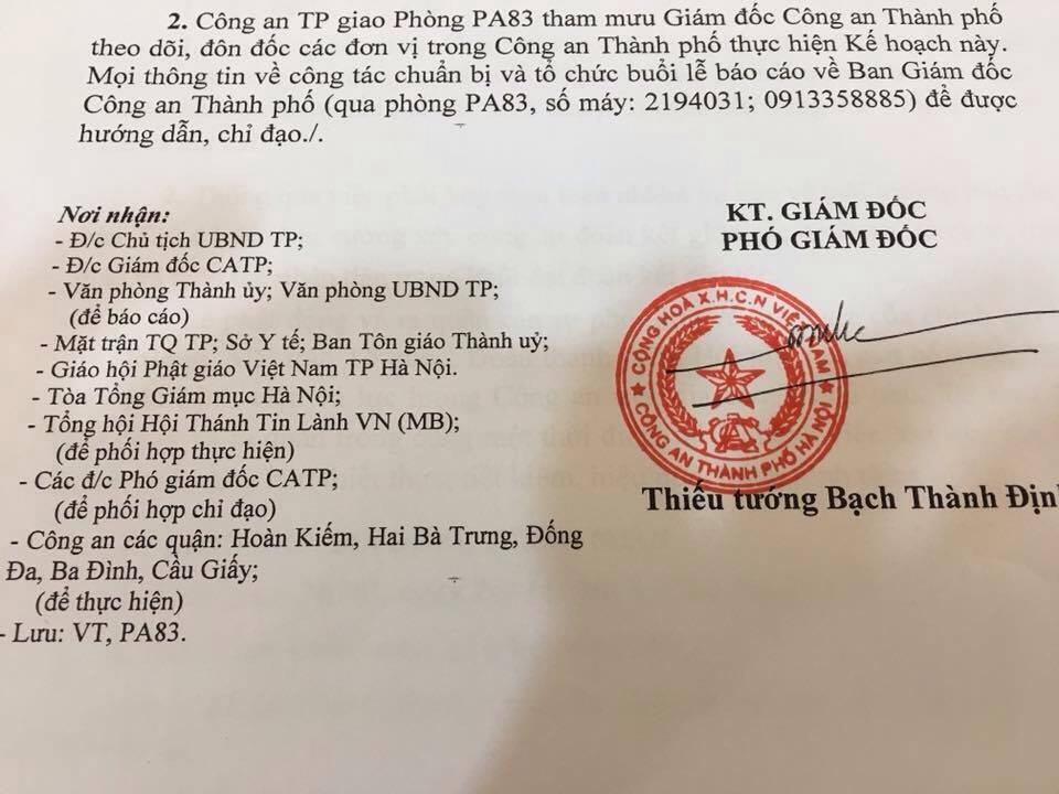 chỉ đạo thành lập Hội Đồng Lý Luận CATP do thiếu tướng Bạch Thành Định ký dưới.