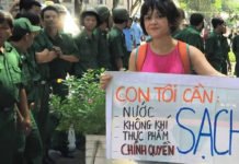 Thông điệp của một bà mẹ trẻ trong một cuộc biểu tình bảo vệ môi trường biển Miền Trung.