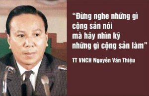 Cựu Tổng thống VNCH Nguyễn Văn Thiệu với câu nói bất hủ của ông.