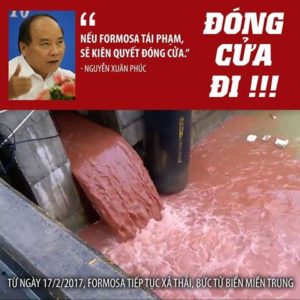 Thách đố trên mạng xã hội Facebook. Thủ tướng Nguyễn Xuân Phúc hãy giữ lời hứa đóng cửa Formosa nếu công ty nầy tiếp tục vi phạm xả thải độc hại gây ô nhiễm môi trường.