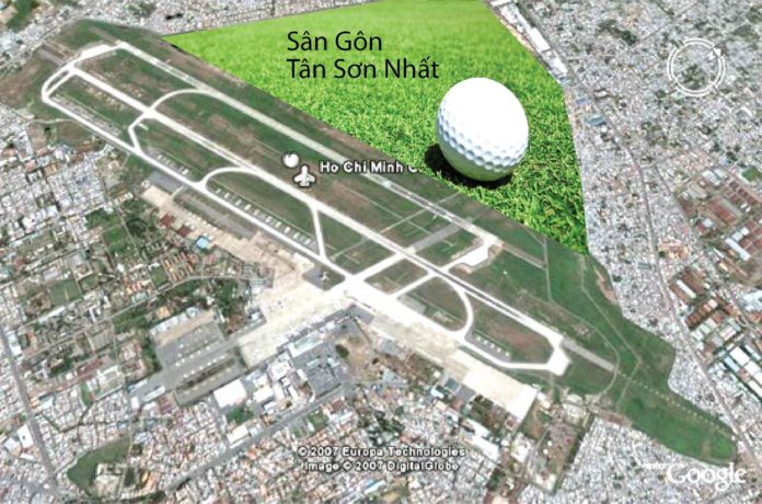 Khu vực sân bay Tân Sơn Nhất nhìn từ vệ tinh.