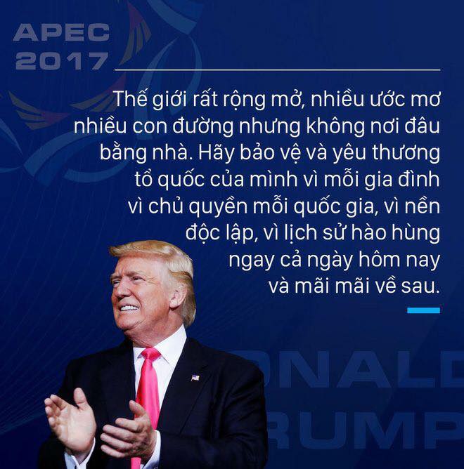 TT Trump không đề cập đến vấn đề nhân quyền tại APEC. Ông kêu gọi mọi người hãy bảo vệ và yêu thương tổ quốc của mình.