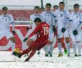 Cú đá phạt trực tiếp của Quang Hải gỡ hòa 1-1 trong trận chung kết U23 Á Châu 2018. Ảnh: Internet