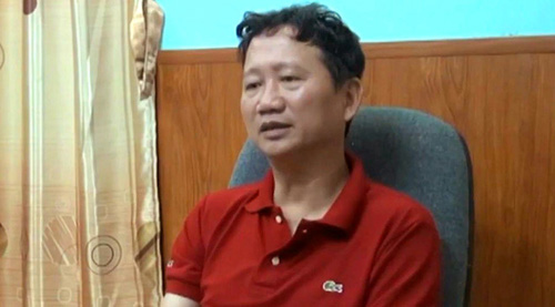 Ông Trịnh Xuân Thanh "tự thú" trên truyền hình nhà nước hôm 03-08-2017. Ảnh: VTV