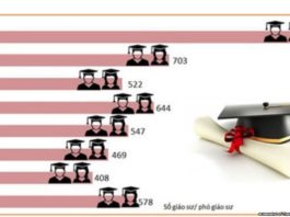 Bảng dữ liệu cho thấy số giáo sư Việt Nam được phong năm 2017 gần gấp đôi năm 2016. Ảnh: VOA