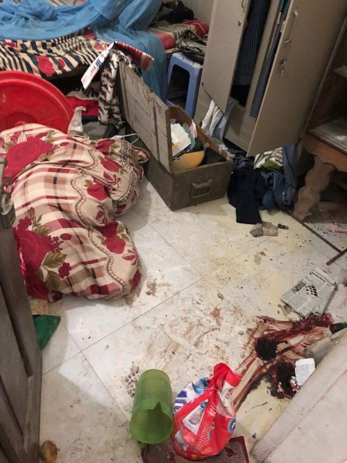 Phòng ngủ của cụ Lê Đình Kình sau trận càn rạng sáng 9/1/2020 của hàng ngàn cảnh sát cơ động. Ành: FB Trịnh Bá Tư