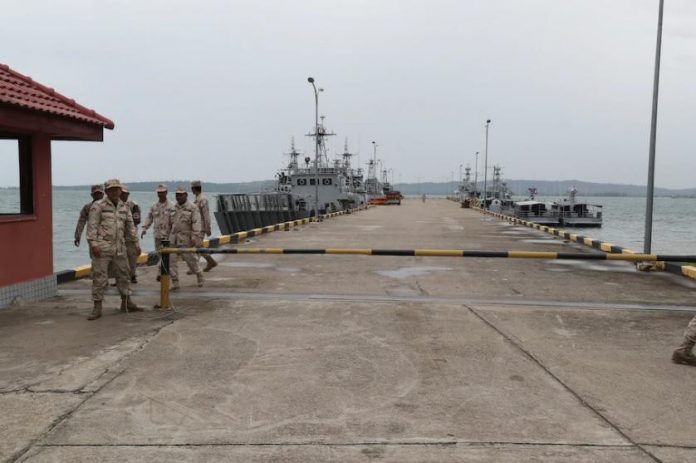 Trước căn cứ hải quân Ream của Campuchia vào Tháng 7/2019 (Ành: AP)