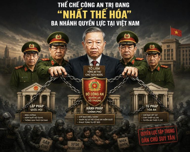 Thể chế công an trị đang “nhất thể hóa” ba nhánh quyền lực như thế nào?